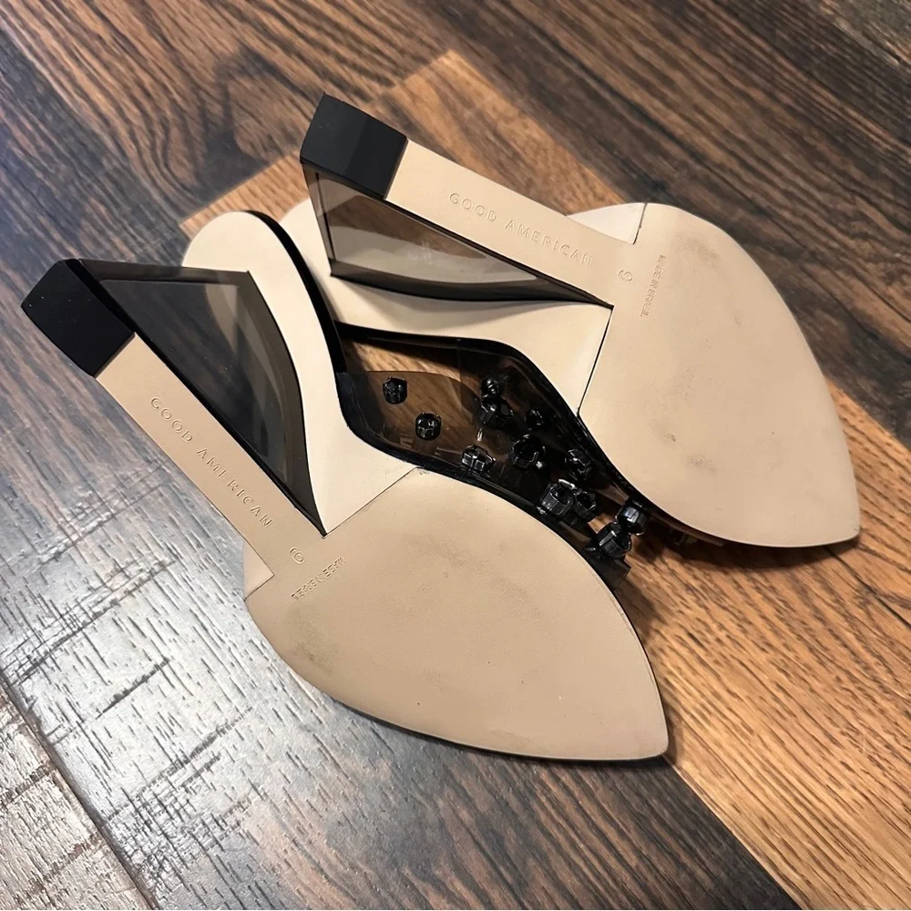 Good American Diamonds Forever Gem Wedge - Black Light Smoke size 9